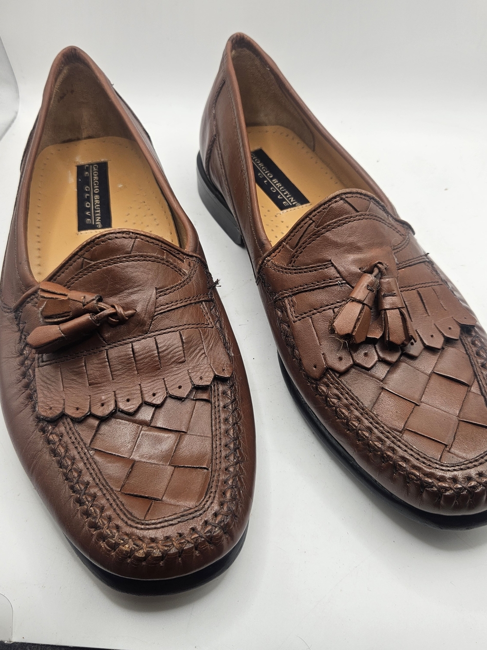 Giorgio Brutini Brown Woven Tassel Loafers 10.5